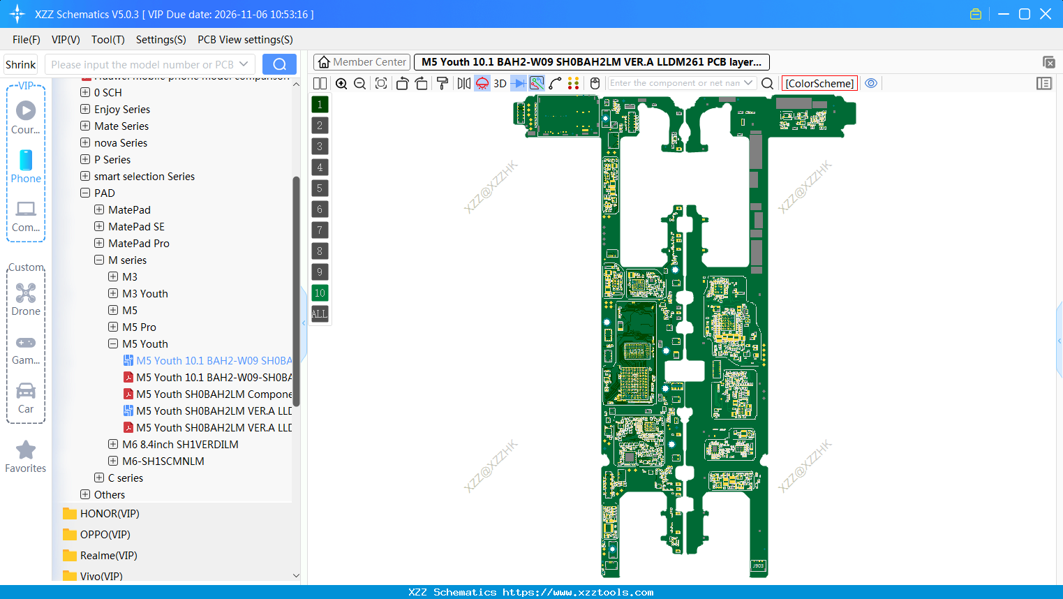 M5 Youth 10.1 BAH2-W09 SH0BAH2LM VER.A LLDM261 PCB Layer